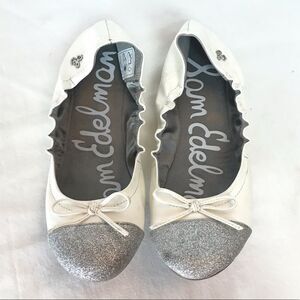 Sam Edelman Farrah White Cap Toe Ballet Flats Sz 4